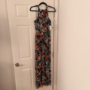 NWT International Concepts Floral Halter Maxi Dress Zip Flowy Tropical Vacation